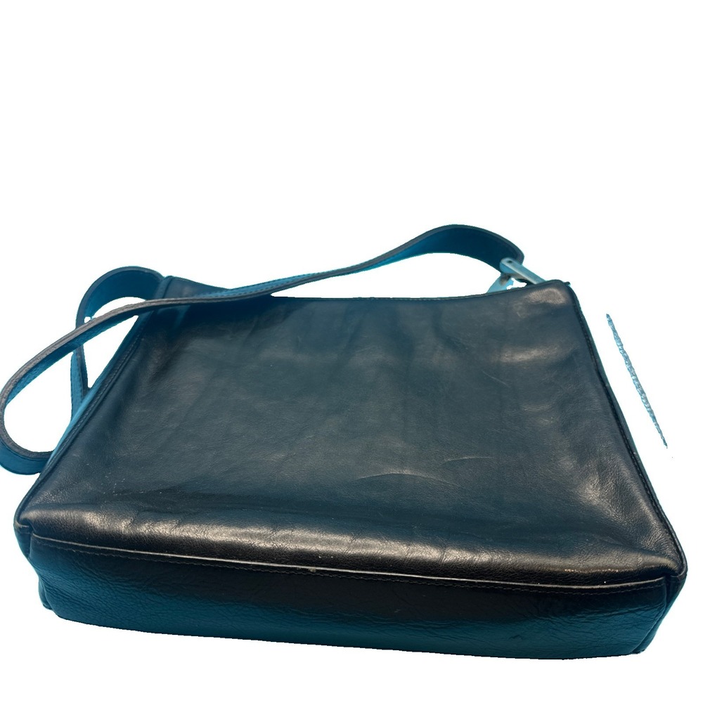 Vtg Elmani Black Leather Shoulder Bag 11" x 8.5" x 2.5"